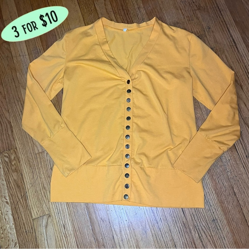 Yellow Button-Up Cardigan